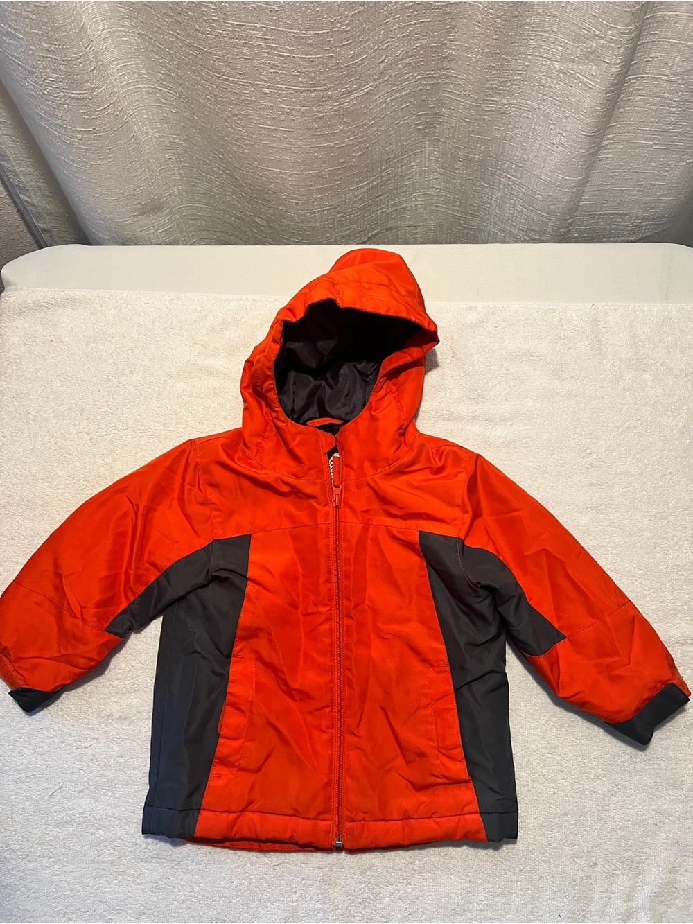 Kids Orange and Black Hooded Winter Jacket SIZE 3T